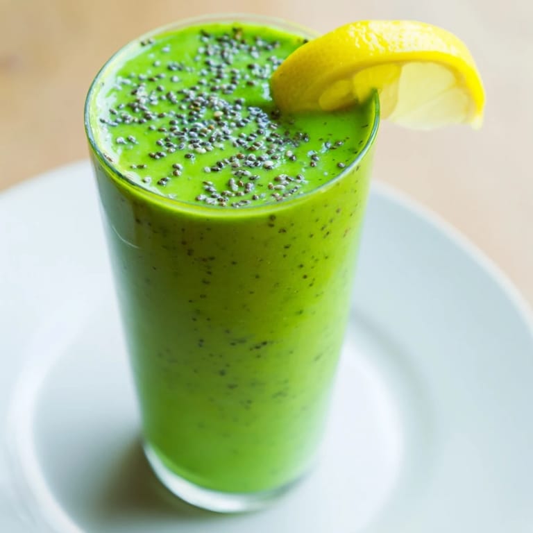 Enjoy a refreshing spinach avocado smoothie with a blend of fruits for a quick energy boost.
