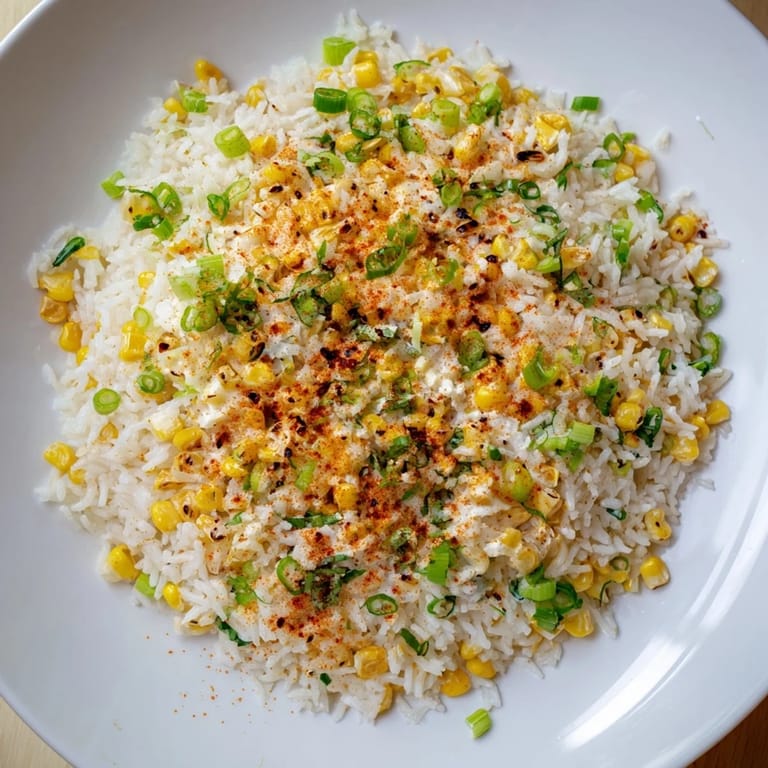 A colorful bowl of Mexican Street Corn Rice bursting with fresh corn and zesty lime flavor.
