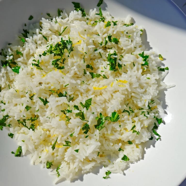 A close-up of vibrant cilantro lime rice, a delicious, refreshing taste of fresh lime and herbs.