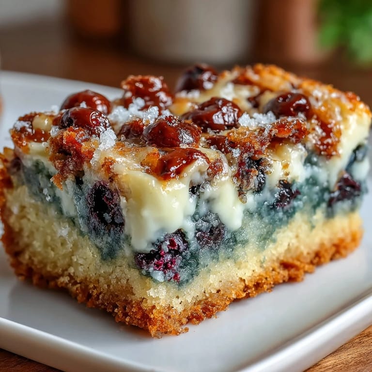 Soft and fudgy blueberry blondies with bursts of fresh fruit and a buttery vanilla flavor.  