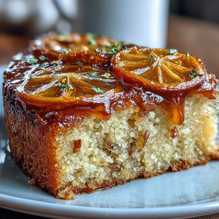 Golden candied orange slices adorn the top of this gluten-free almond flour cake, infused with rich olive oil and a hint of vanilla.