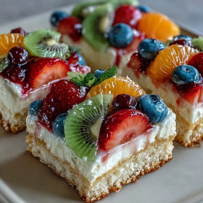 Colorful fruit-topped Summer Party Fruit Pizza with Cookie Crust served on a white platter for festive gatherings.