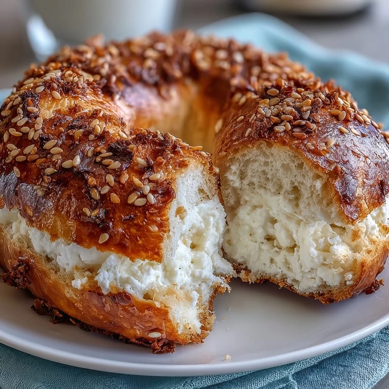 Homemade 2-Ingredient Yogurt Bagels topped with sesame seeds, golden and warm from the oven.  