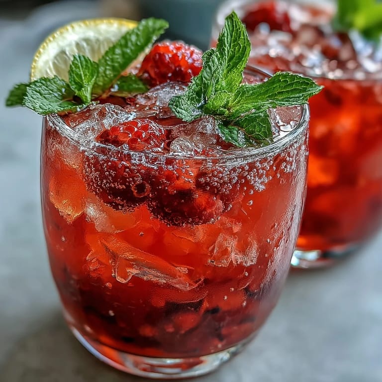 Refreshing Raspberry Lemon Spritz Mocktail featuring muddled raspberries, lemon juice, and sparkling water—perfect for a nonalcoholic summer beverage.
