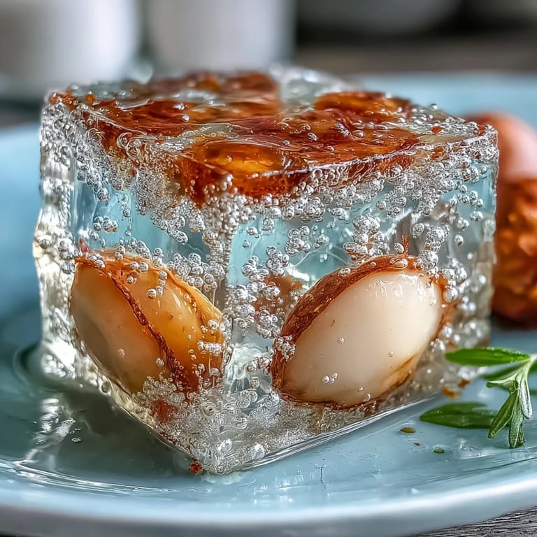 Translucent lychee agar jelly cubes served chilled in bright, bubbly yuzu water.