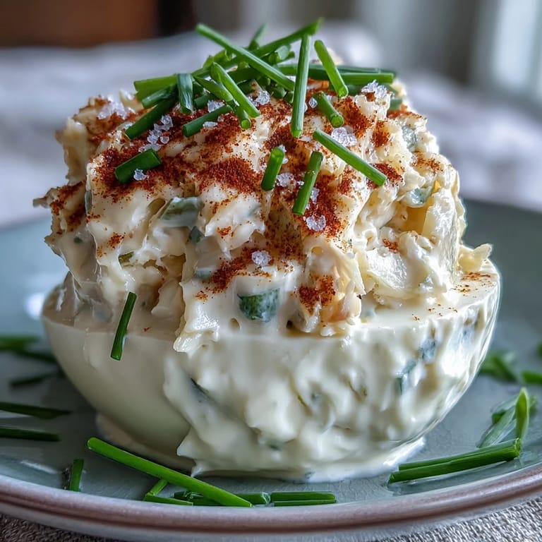 Savory Crab Cake Deviled Eggs, bursting with seasoned crab and zesty lemon flavor.