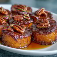 Candied yams with toasted pecans in a buttery brown sugar glaze, perfect for holiday dinners or cozy weeknight meals.
