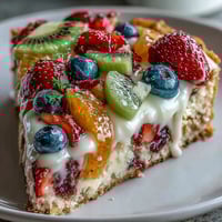 Vibrant Summer Party Fruit Pizza with Cookie Crust topped with creamy frosting and fresh seasonal berries.