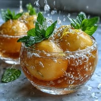 A refreshing Limoncello sorbet float with sparkling water, lemon zest, and mint garnish in chilled glasses.