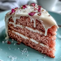 Elegant rosé velvet cake draped with shimmering gold, perfect for celebrations.