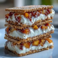 Frozen Peach Yogurt Sandwiches, a refreshing summer dessert with creamy yogurt and sweet fruit.